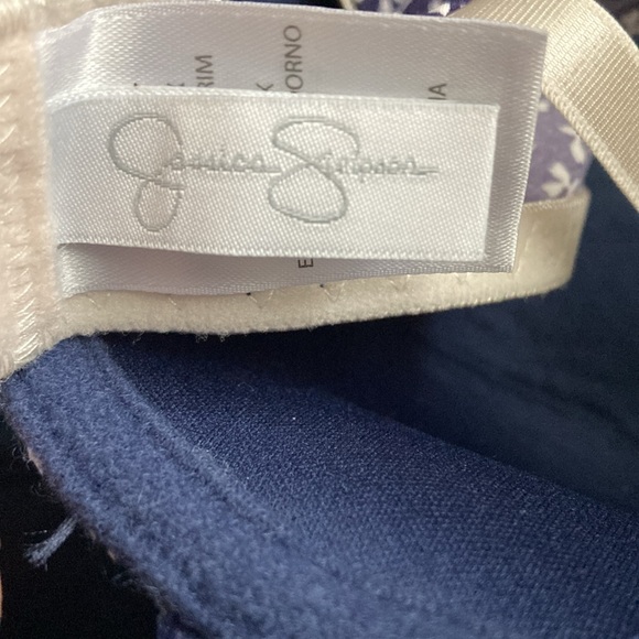 Jessica Simpson bra 34C moulded cup w underwire navy & cream 2 hook back closure - Picture 3 of 4